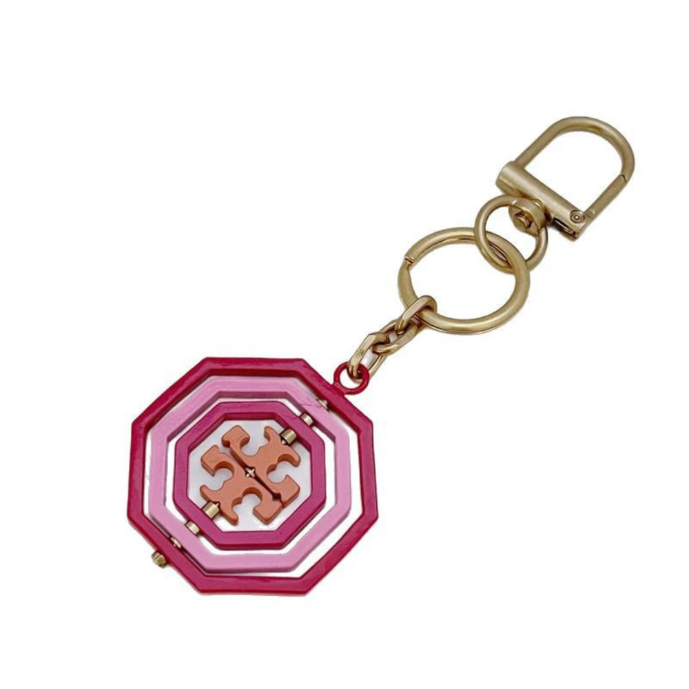 Tory Burch Double Sided Matte Swivel Keychain Copper Plated Metal Buckle Pendant